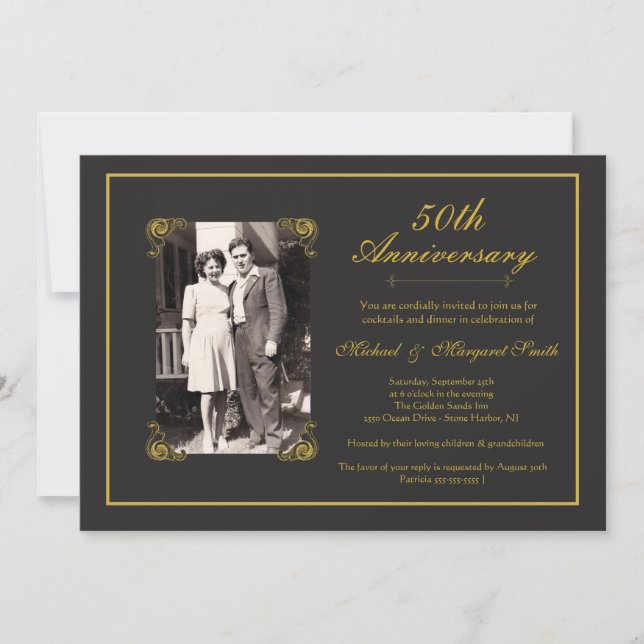 Invitation Anniversaire de mariage d'or (Devant)