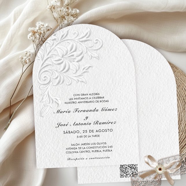 Invitation Anniversaire de Mariage Élégant Blanc et Noir (Créateur téléchargé)