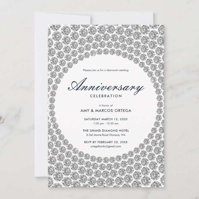 Invitation Anniversaire de mariage en diamant (Devant)