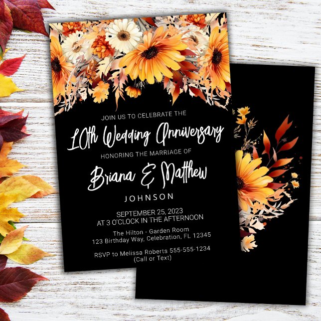 Invitation Anniversaire de mariage - Fleurs d'automne 10 ans  (Créateur téléchargé)