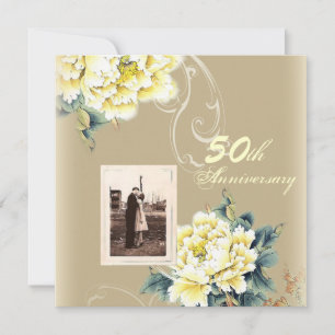 Invitation anniversaire de mariage floral vintage moderne 50 