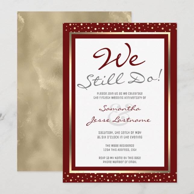 Invitation Anniversaire de Mariage On Est Toujours Ensemble É (Devant / Derrière)