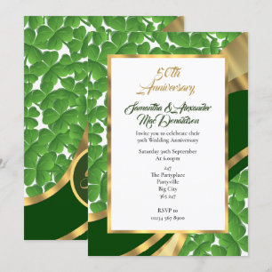 Invitation anniversaire de mariage or irlandais trèfle