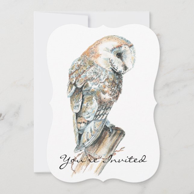 Invitation Anniversaire de mariage personnalisé Barn Owl Art (Devant)
