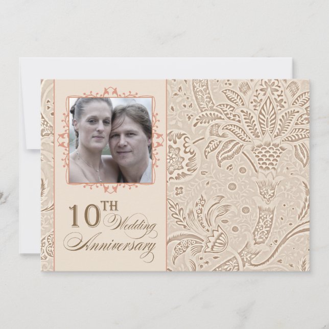Invitation anniversaire de mariage photo 10 ans vintage (Devant)