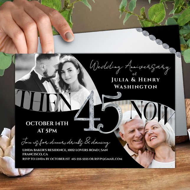 Invitation Anniversaire de Mariage Raffiné Moderne 45 Ans (Créateur téléchargé)