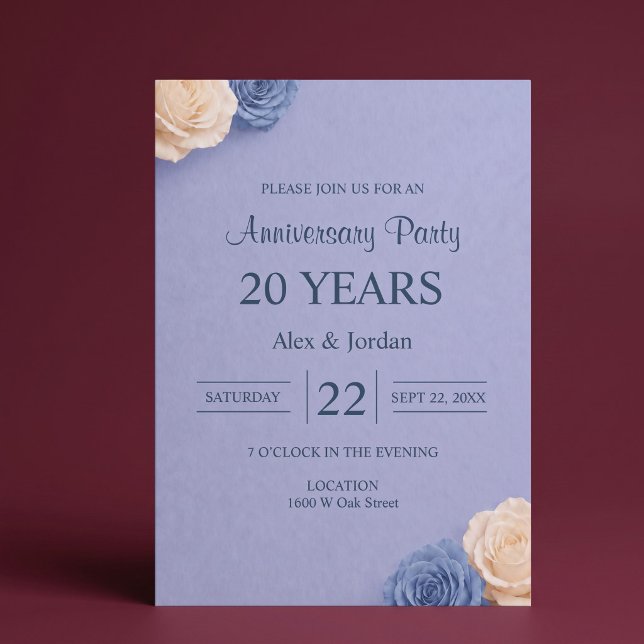 Invitation Anniversaire de mariage Rose Bleue (Créateur téléchargé)