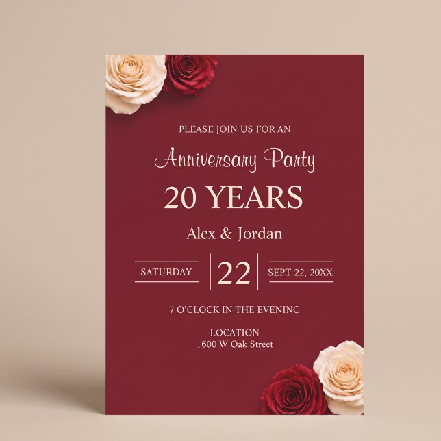 Invitation Anniversaire de mariage Rose Rouge (Créateur téléchargé)