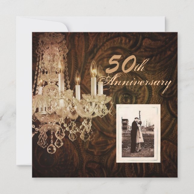 Invitation anniversaire de mariage rustique de lustre (Devant)