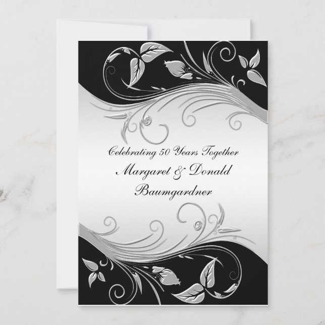 Invitation anniversaire de mariage vintage 25 ans (Devant)