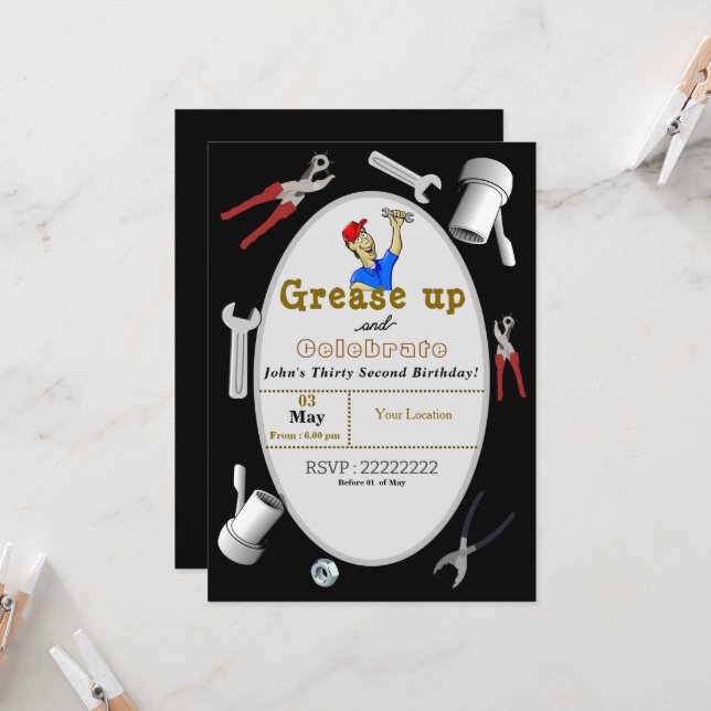 Invitation Anniversaire de Mechanic (Devant/Arrière en situation)