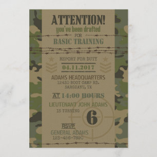 Invitation Anniversaire de militaires de camouflage de jungle