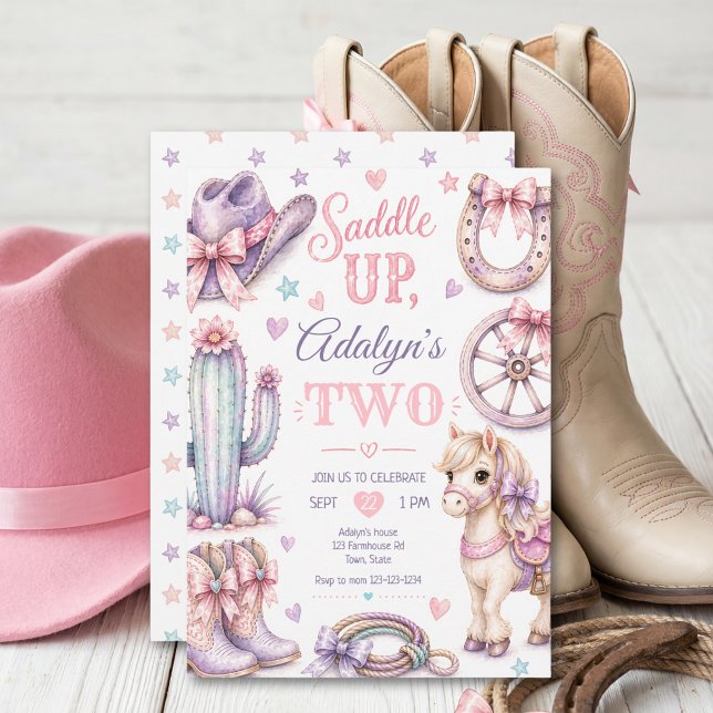 Invitation Anniversaire de naissance de cowgirl occidentale f (Créateur téléchargé)
