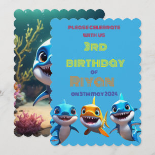 Invitation anniversaire de naissance du bébé requin