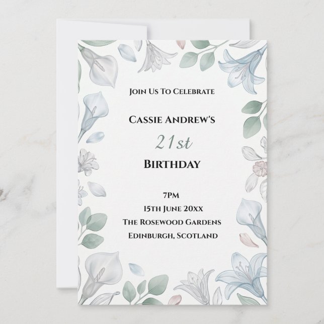 Invitation Anniversaire de naissance étape Bleu Gris Verdure (Devant)