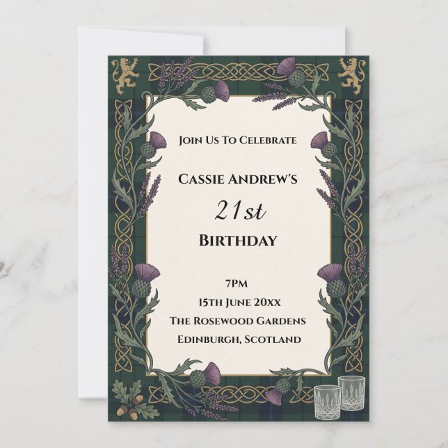 Invitation Anniversaire de naissance étape Fleurs Vert foncé (Devant)