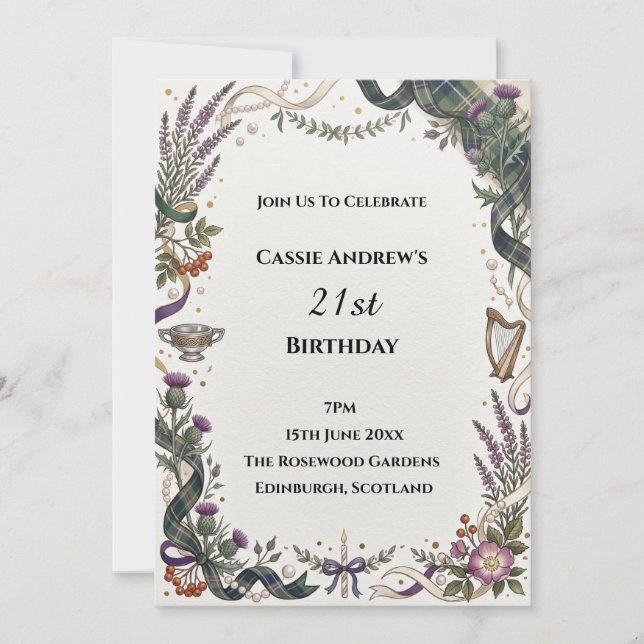 Invitation Anniversaire de naissance étape Purple Greenery (Devant)