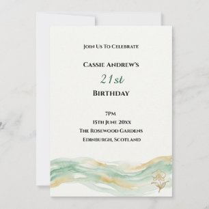 Invitation Anniversaire de Naissance Jalons Aquarelle Pastel