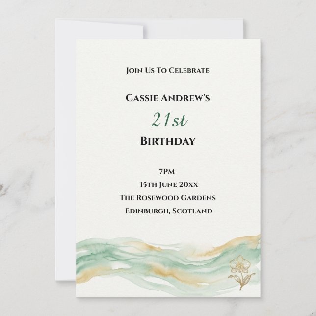 Invitation Anniversaire de Naissance Jalons Aquarelle Pastel (Devant)