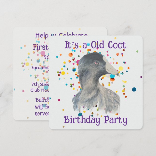 Invitation Anniversaire de naissance Oiseau fouilleur drôle n (Devant / Derrière)