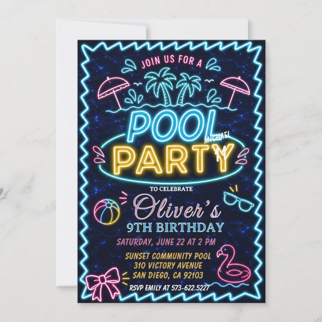 Invitation Anniversaire de natation capricieux - Anniversaire (Devant)