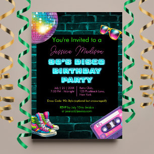 Invitation Anniversaire de Neon Disco dans les années 90