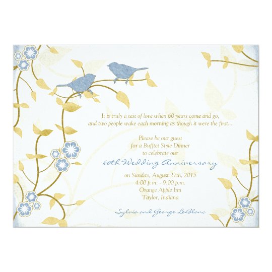 Invitation Anniversaire De Noces De Diamant Bleu D Or Zazzle Fr