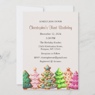 Invitation Anniversaire de Noël 1 an, Premier Anniversaire Dé