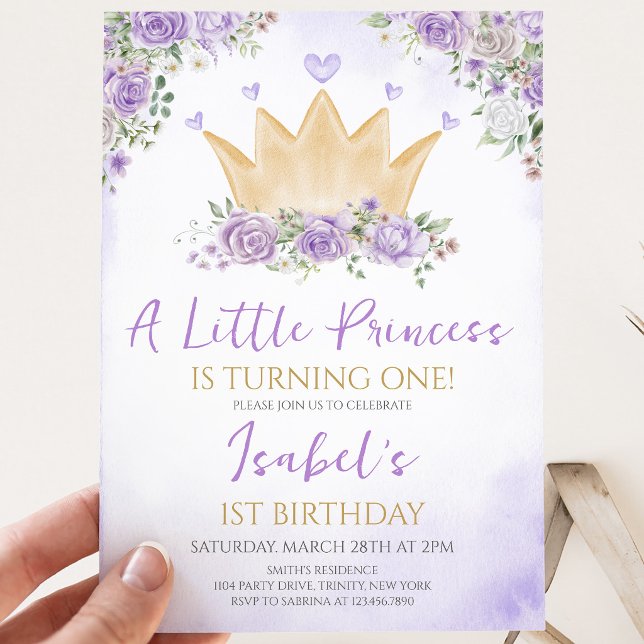 Invitation Anniversaire de notre petite princesse violette (Créateur téléchargé)