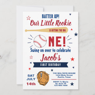 Invitation Anniversaire de notre petite rookie Baseball