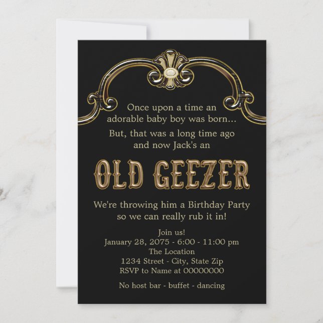 Invitation Anniversaire de Old Geezer (Devant)
