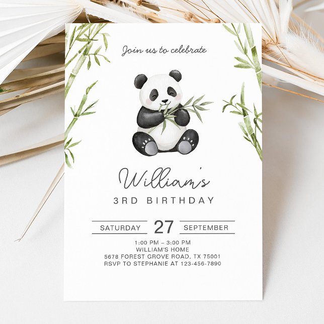 Invitation Anniversaire de Panda : Verdure Bambou (Créateur téléchargé)