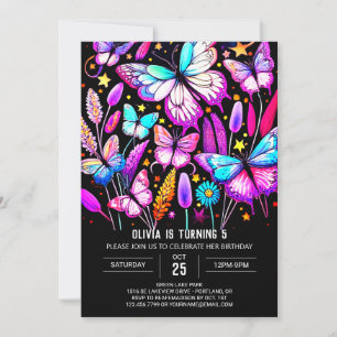 Invitation Anniversaire de papillon personnalisé et élégant
