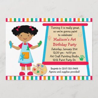 Invitation Anniversaire de partie de peinture d'art