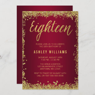 Invitation Anniversaire de parties scintillantes de Faux d'or