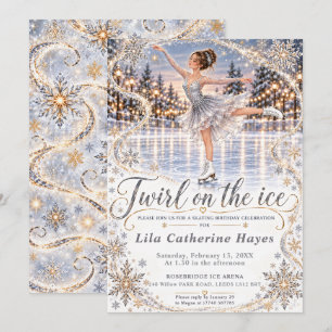 Invitation Anniversaire de patinage sur glace argenté
