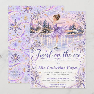 Invitation Anniversaire de patinage sur glace lavande