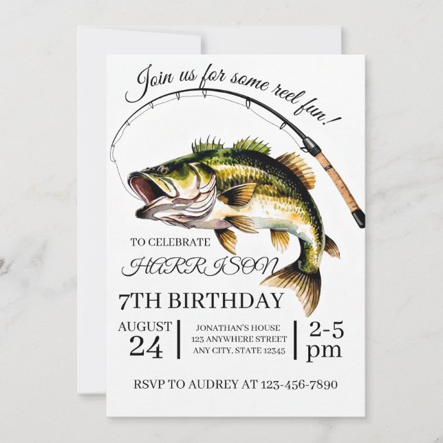 Invitation Anniversaire de pêche modifiable (Devant)