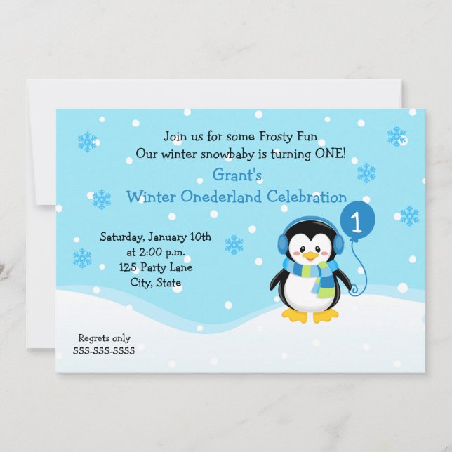 Invitation Anniversaire de Penguin Boy (Devant)