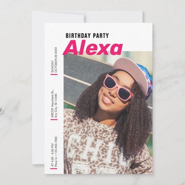 Invitation Anniversaire de photo minimaliste moderne (Devant)