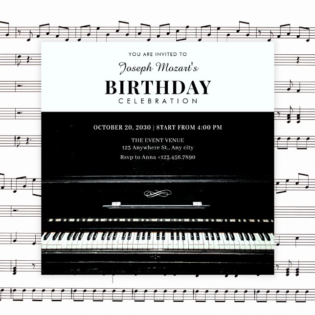 Invitation anniversaire de piano classique (Créateur téléchargé)