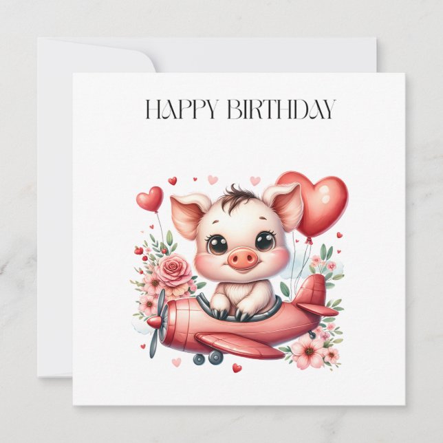 Invitation Anniversaire de Pilote Cochon (Devant)