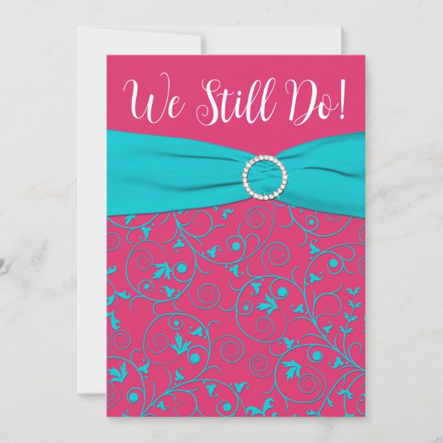 Invitation Anniversaire de Pink, Aqua Swirls (Devant)