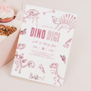 Invitation Anniversaire de Pink Dino Dig