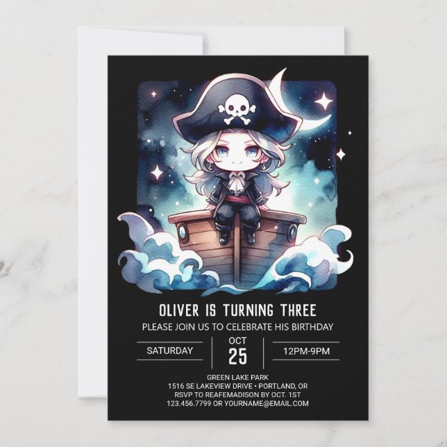 Invitation Anniversaire de pirates enchantés sur mesure (Devant)