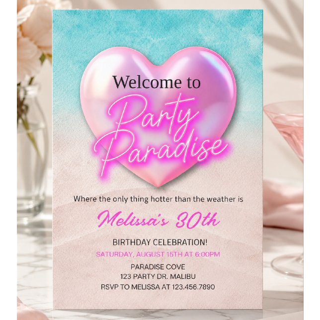 Invitation Anniversaire de plage tropicale | Paradis de la fê (Créateur téléchargé)