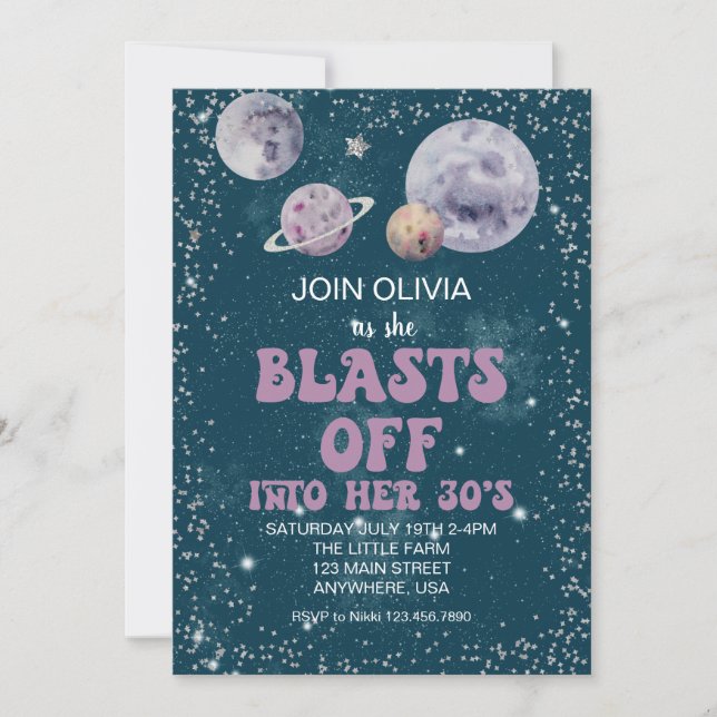 Invitation Anniversaire de planètes hors de ce monde (Devant)