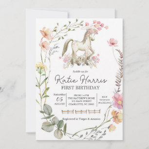 Invitation Anniversaire de Poney Fleur Sauvage