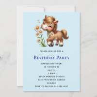 Anniversaire de poney mignon mangeant des pâqueret