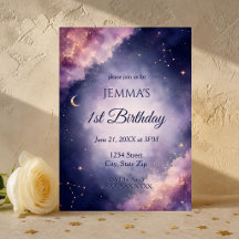 Anniversaire de première année en aquarelle Lune e